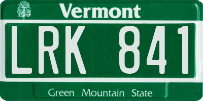 VT license plate LRK841