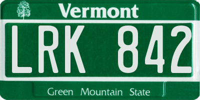 VT license plate LRK842