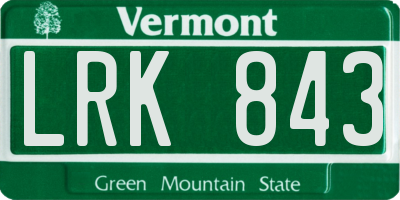 VT license plate LRK843