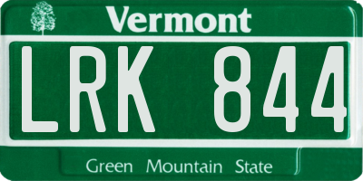 VT license plate LRK844