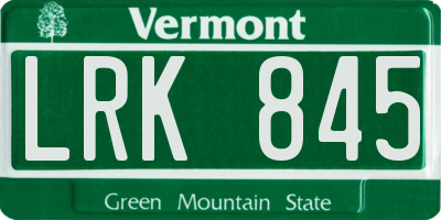VT license plate LRK845