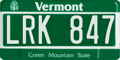 VT license plate LRK847
