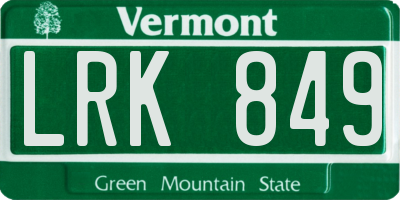 VT license plate LRK849
