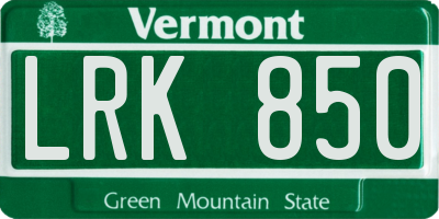 VT license plate LRK850