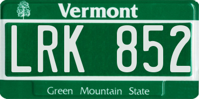VT license plate LRK852