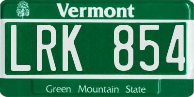 VT license plate LRK854