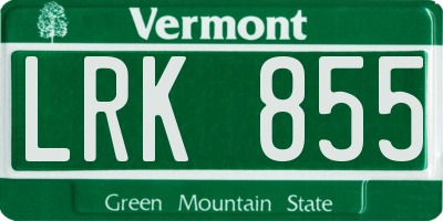 VT license plate LRK855