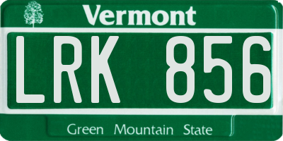 VT license plate LRK856