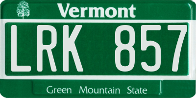 VT license plate LRK857
