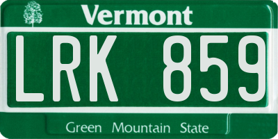 VT license plate LRK859