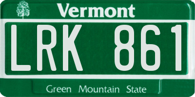 VT license plate LRK861