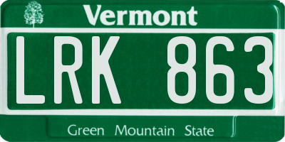 VT license plate LRK863
