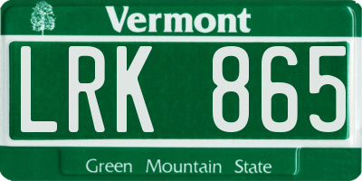 VT license plate LRK865