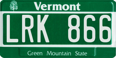 VT license plate LRK866