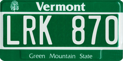 VT license plate LRK870
