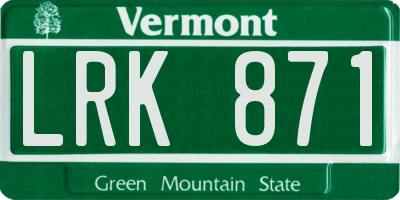 VT license plate LRK871