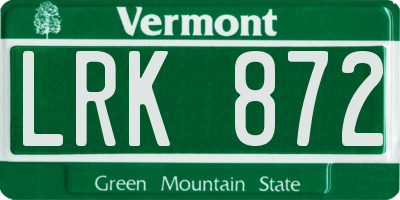 VT license plate LRK872