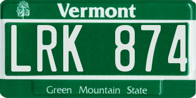 VT license plate LRK874