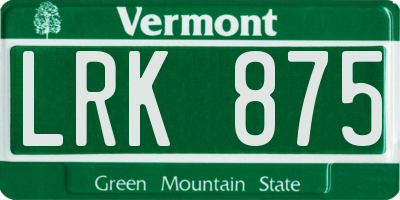 VT license plate LRK875