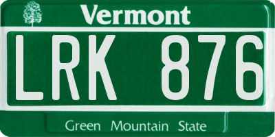 VT license plate LRK876