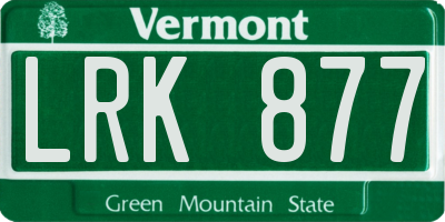 VT license plate LRK877