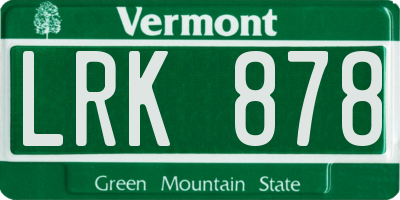 VT license plate LRK878