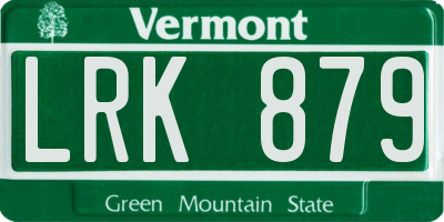 VT license plate LRK879