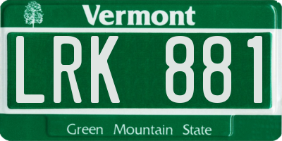VT license plate LRK881