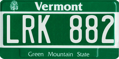 VT license plate LRK882