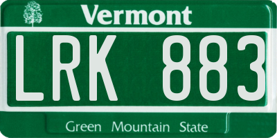 VT license plate LRK883