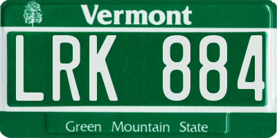VT license plate LRK884