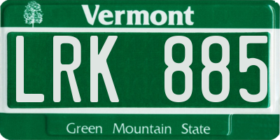 VT license plate LRK885