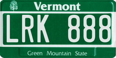 VT license plate LRK888