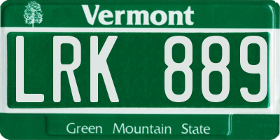 VT license plate LRK889