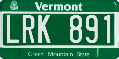 VT license plate LRK891