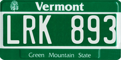 VT license plate LRK893