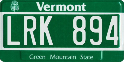 VT license plate LRK894