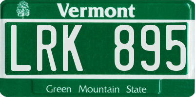 VT license plate LRK895