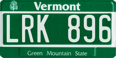 VT license plate LRK896