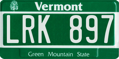 VT license plate LRK897