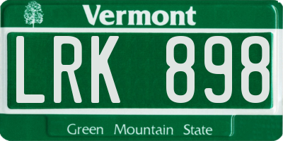 VT license plate LRK898