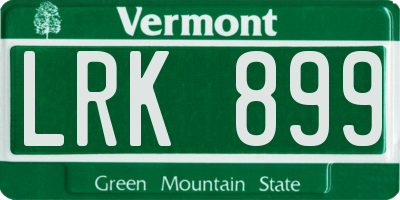 VT license plate LRK899