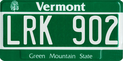 VT license plate LRK902