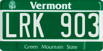 VT license plate LRK903