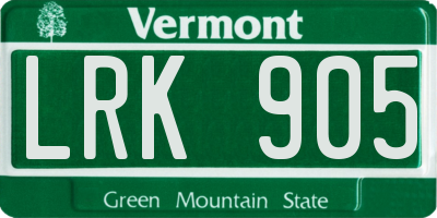 VT license plate LRK905