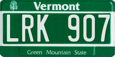 VT license plate LRK907