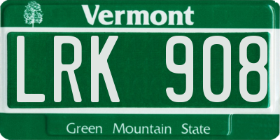 VT license plate LRK908