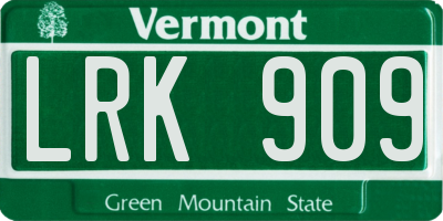 VT license plate LRK909