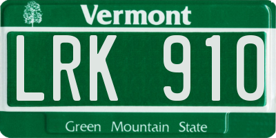 VT license plate LRK910
