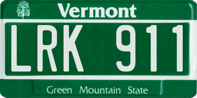 VT license plate LRK911